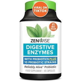 Zenwise Health Probiotic Digestive Multi Enzymes – Advanced Formula with Probiotics, Prebiotics & Digestive Enzymes – Supports Healthy Digestion, Gut Balance & Nutrient Absorption – 45 Capsules