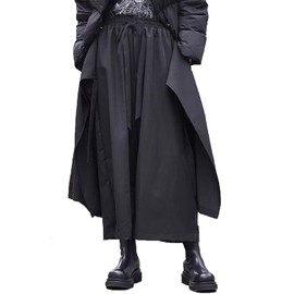 CLANMILUMS Men's Black Skirt Pants Loose Harem Pant Casual Harajuku Kimono Trousers (Medium, Black 3885)