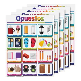 Opuestos Spanish Chart for Preschool to Gradeschool Kids – Opposites Educational Visual Learning Aid Poster Decoration for Classrooms and Homes | Glossy Durable Cardstock | 8.5 x 11 | 5 per Pack