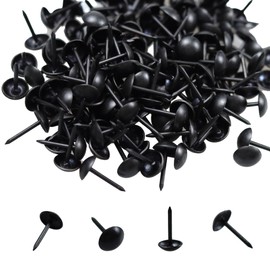 Runseaway 200PCS 3/7" Upholstery Tacks, Decorative Round Head Furniture Nails Pins, 11×13mm Thumb Pushpins for Upholstered Furniture, Cork Boards, DIY Projects - Black