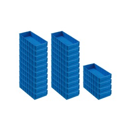 SuperSparSet 24 x Blue Industrial Box 400 B | H x W x D 8.1 x 18.3 x 40 cm | 4.7 Litres | Storage Box, Assortment Box, Small Parts Box