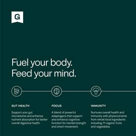 Gainful Daily Performance Greens Powder, Coconut Pineapple, Gut Health, Energy, Focus and Immune Support with L Theanine, Organic Greens, Chlorella, Ginger, Green + Adaptogen Drink Mix, 28 Packets