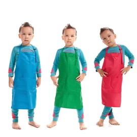 LISSOMPLUME Children's Painting Apron Art Apron Children's Apron Cooking Apron Work Apron Painting Craft Apron Work Apron, Blue + green + rose red