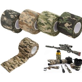 Multi-functional Elastic Camouflage Tape, Camouflage Tape, Camouflage Tape, Outdoor Anti-Slip. Multi-functional Non-woven Fabric Invisible Tape Elastic Bandage, Can be Used Repeatedly for Outdoor Hunting Cycling, Survival Games, Length 17.7 inches (450 c