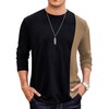 Hardaddy Men's Casual Contrast Color T-Shirts Long Sleeve Crew Neck