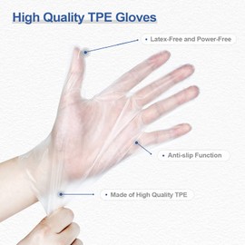 DABOGOSA MAMISON TPE Plastic Disposable Gloves Latex Free (Large, White)