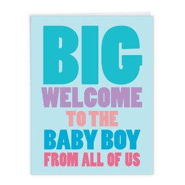 NobleWorks, Hilarious New Baby Congratulations Card, Pregnancy Notecard w/Envelope, From All of Us (8.5 x 11 Inch), Big New Baby Boy J6854BBG-US