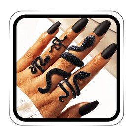 Graeen Snake Ring Vintage Snake Knuckle Rings Statement Biker Stackable Ring Reptile Serpent Band Ring Jewelry for Women and Girls, alloy, Rhinestone