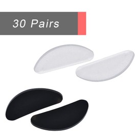 NEPAK 30 Pairs Eyeglass Nose Pads,Eye Glasses Nose Pads Non Slip,Silicone Nosepads for Glasses, Sunglasses, and Eye Wear(Clear + Black,1mm)