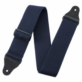 Nefelibata Guitar Strap,2.3" Thickened Solid Color Cotton Guitar Straps with Grain Leather Ends for Bass,Electric&Acoustic,Come with Gasket and Headstock Rope(Deep Sea Blue)
