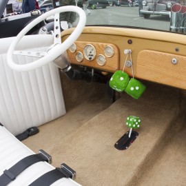 Vintage parts USA 3" Green Fuzzy Dice with White Dots - Pair VPADICEGNW vintage parts usa hot rod