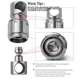 TISUR Quick Release Keychain,Titanium Carabiner Keychain,Detachable Pull Apart Swivel Key Chain for Men Women (Polished Keychain +2pcs Stainless Steel Key Rings)