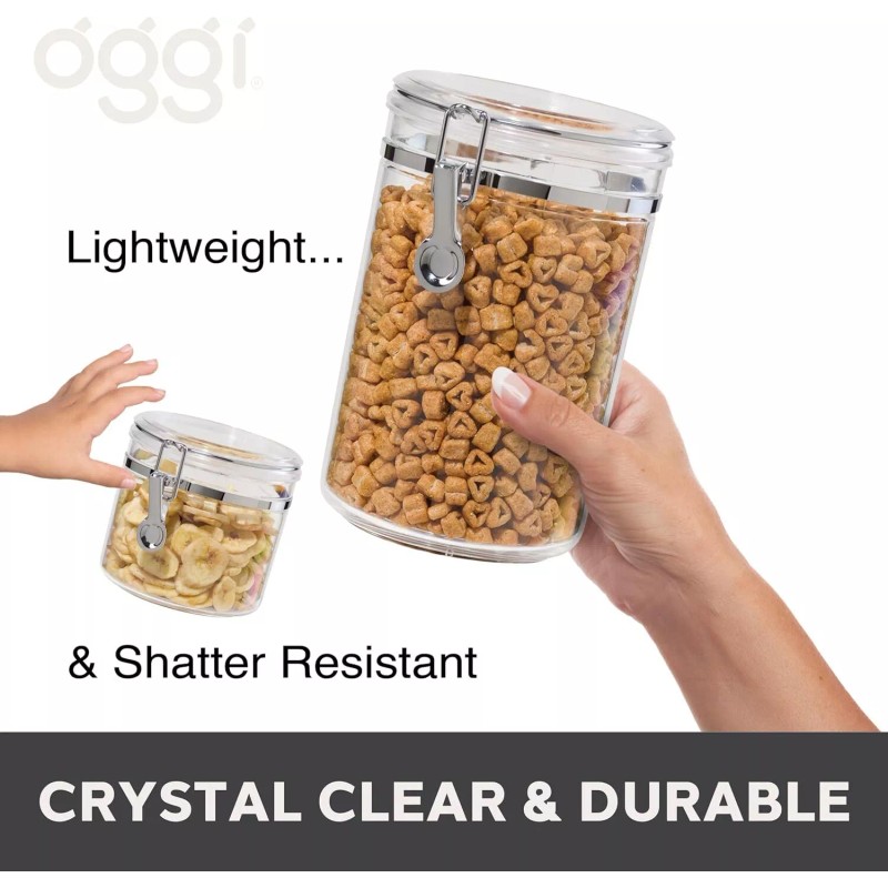 Oggi 4-Piece Clear Canister Set Clamp Airtight Food Storage Container