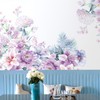 Buiory Purple Flowers Green Plants Wall Decals Large Removable Floral