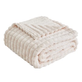 FY FIBER HOUSE Throw Blanket for Couch Soft Warm Fuzzy Twin Size Blankets for Sofa All Season Use, 60x80 Inches, White