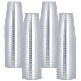 Green Direct 8 oz. Plastic Clear Cups - Pack of 100 | Disposable Wine Glasses, Party Tumblers, Drinking Glasses - Hard Plastic Cups for Parties and Events