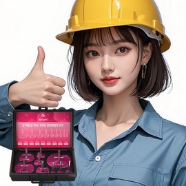 9-Piece PVC Pipe Reamer Kit -Carbide Insert & Stainless Steel Quick Disconnect,Ideal for Home Renovation, Plumbing Drill Tool Box Cutting Hardware