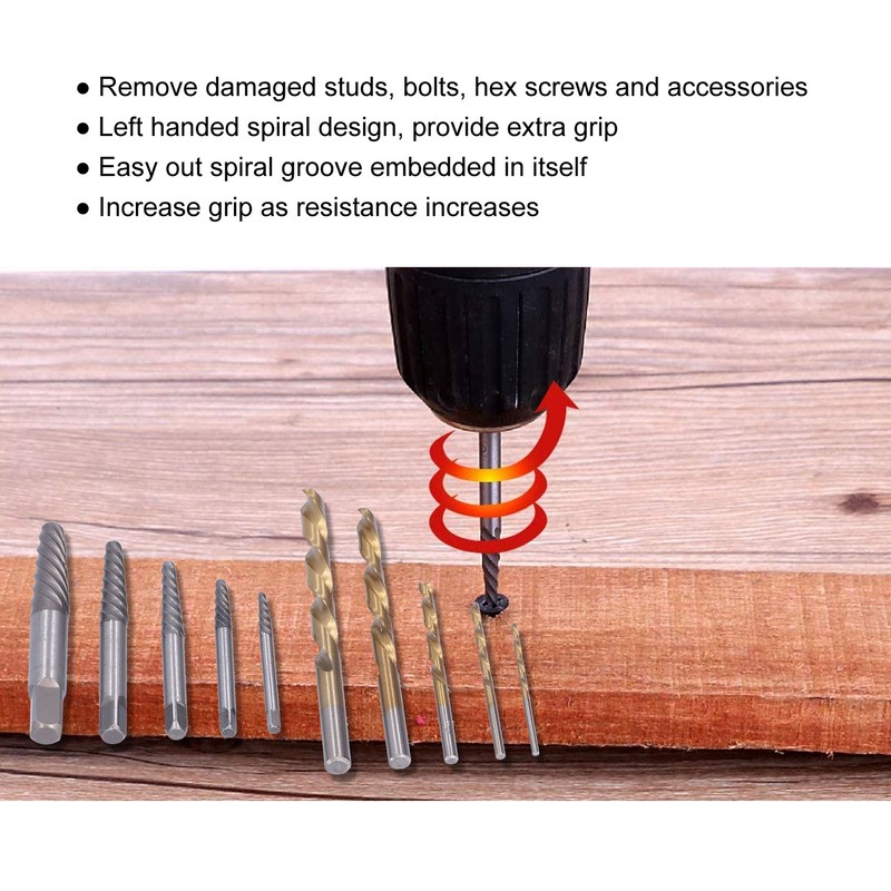 10Pcs Screw Extractor Drill Bit 4241 HSS Left Hand Damaged