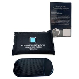 Reusable Car Interior Dehumidifier Bag and Dashboard Mounting Anti-slip Mat - Ideal for Use in Vehicles Automotive Dehumidifier, for Preventing Mould, Mildew (1 x Car Dehumidifier + Anti Slip Mat)