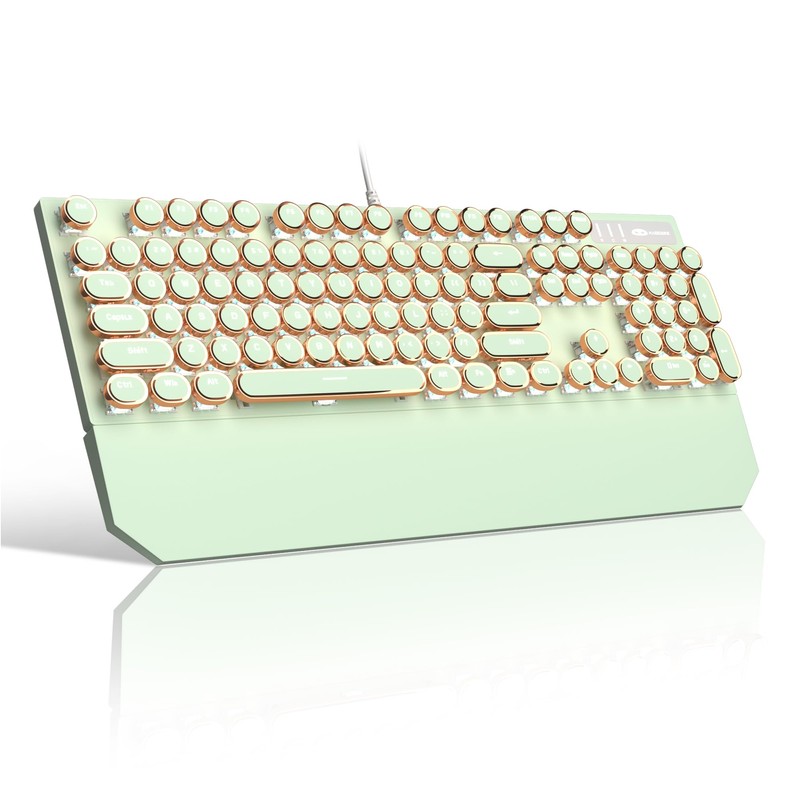 Camiysn Typewriter Style Mechanical Gaming Keyboard, Green Retro Punk Gaming