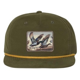 Heritage Pride AG Hat Co. Mens Patch Hat Flying Mallard Duck Embroidered Patch Rope Trucker Snapback Hat, Loden/Amber Rope