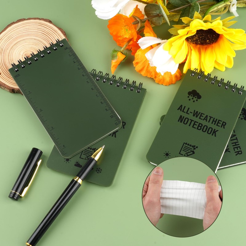 Waterproof Notebook, 4 Pack Mini Notepads, All Weather Pocket Notepad,