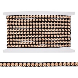 AHANDMAKER 4 Yards Hot Fix Nailhead Trim 0.39inch/10mm Wide Studed Applique Decorative Metal Iron-on Convex Dome Rivet Ribbon for Purse Handbag Punk Clothing Belt Decoration, Gold