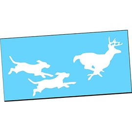 DOGS Chasing DEER * Vinyl Decal Sticker * Hunting Hounds BUCK Antlers Truck Deer