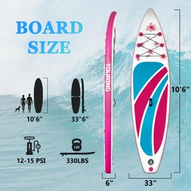11'' Adults Premium Paddle Board, Outdoor Inflatable Stand Up Paddle Board,Non-Slip Deck Design,Leash, Paddle and Pump Full Accessories,Multi Functional Paddle Boards for Adults and Youth to Surfing