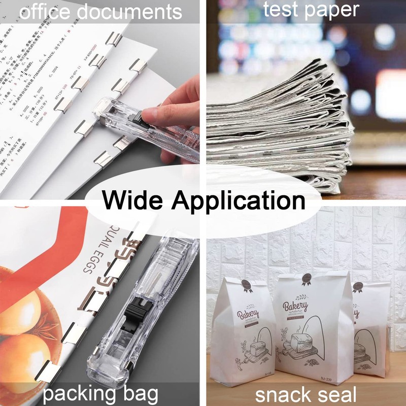 DSBGKJI Mini Push Stapler, Paper Clamp Clip Dispenser with 50
