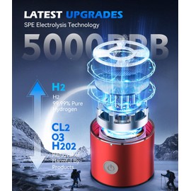 LOZLTX 5.0 Upgrade Hydrogen Water Bottle with Brush【5000PPB】【NO.1 Double Hydrogen Content】Hydrogen Water Bottle with 2025 RED