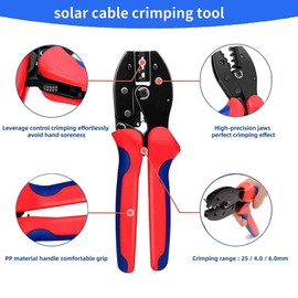 QeeHeng Solar Panel Crimping Tool - Crimper for 2.5/4/6mm Solar Panel PV Cable