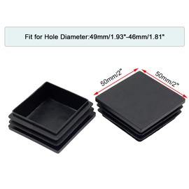 Suiwotin 24-Pack 50mm (2 Inch) Square Plastic Plug, Tubing End Caps, Post End Cap for Square Tubing - Black