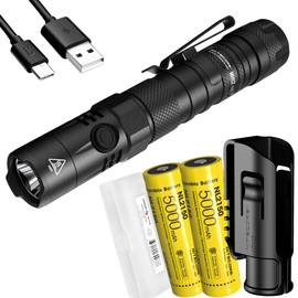 NITECORE MH12V2+NL2150 (MH12 v2) 1200 Lumen USB-C Rechargeable Tactical Flashlight with 2X 5000mAh Battery and LumenTac Battery Case