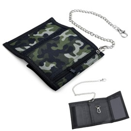 DAWRIS Children's Slim Wallet Boys Wallet Children with Chain Clip Zip Foldable Triple Children's Purse Children's Purse Boys Wallet for Teenagers Boys Men, c, European and American