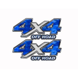 Speed Demon Hot Rod Shop 4x4 Off Road Decal ~ Chameleon Camo 3 Blue - 4WD Truck Stickers (Set of 2) - Silver X MK-153OR4