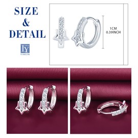 Yumilok Stern Ohrringe Zirkonia Creolen Damen Ohrringe aus 925 Sterlingsilber für Frauen Mädchen