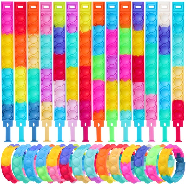 HOUT 20PCS Party Bag Fillers for Kids Unisex - Pop Popit Poppets ADHD Fidget Toys for Kids - Anxiety Relief Kids' Party Favours - Fidget Bracelet Party Bag Toys - Gifts for Students from Teachers