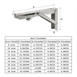Folding Shelf Brackets, Max Load 300 lb, Heavy Duty Stainless Steel Collapsible Wall Mounted Shelf Brackets for Table, Space Saving DIY Bracket, Pack of 2 (2, 24 Inch)