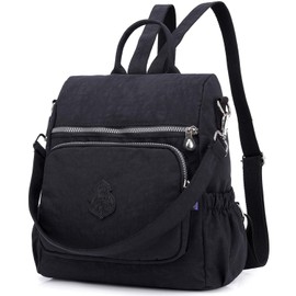 TianHengYi Casual Small Backpack Purse for Women Girls, Waterproof Lightweight Nylon Travel Daily Daypack Shoulder Bag, Black