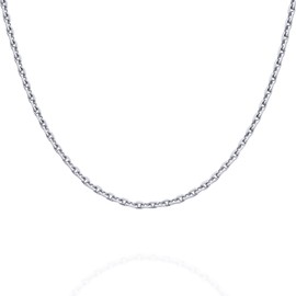 PAVOI Italian Solid 925 Sterling Silver Chain Necklace, 22K Gold Plated, 1.1mm Italian Diamond-Cut Cable Chain Necklace for Women and Men, MADE IN ITALY (16, White Gold)