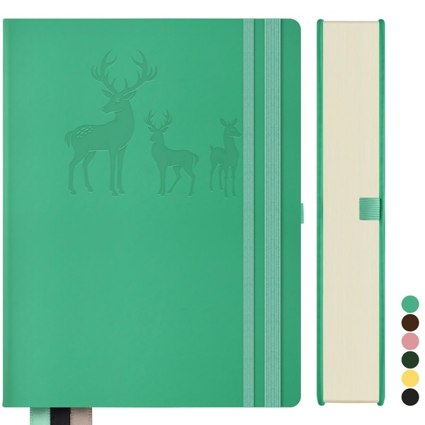 Qefuna Notebook A5 Lined, Bullet Journal A5 Thick Notepad, 360