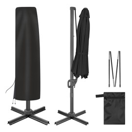 AckMizz Cantilever Umbrella Cover - Waterproof Oxford Outdoor Offset Patio Umbrella Covers with Folding Rod. Banana Style Parasol Cover for 7ft - 12ft Square Umbrellas (Black)
