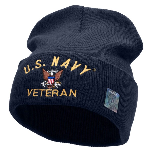 Licensed US Navy Veteran Military Embroidered Long Beanie Made in