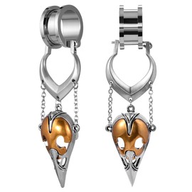 Kolach 1 Pair Stainless Steel Ear Gauges Piercing Stainless Steel Buckle Crow Skeleton Dangle Ear Gauges Piercing Plugs and Tunnels Elegant Ear Stretchers Earrings Expander 6mm to 25mm.