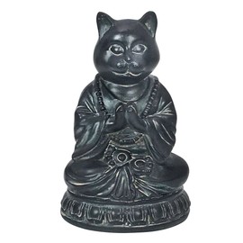 Bellaa 29615 Cat Statue Kitten Cute Pet Yoga Zen Pose Dhyana Mudra Buddha Sculptures Collectible Vintage Figurines 6 inch