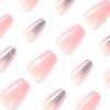 JUSTUSNX Square False Nails Pink Gradient False Nails Sequins Press