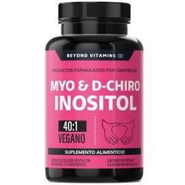 Inositol 40:1 | Myo y D-Chiro Inositol Puro | 180 cápsulas | Vitaminas para mujer | Suplemento Alimenticio Beyond Vitamins | Vegano | 180 caps