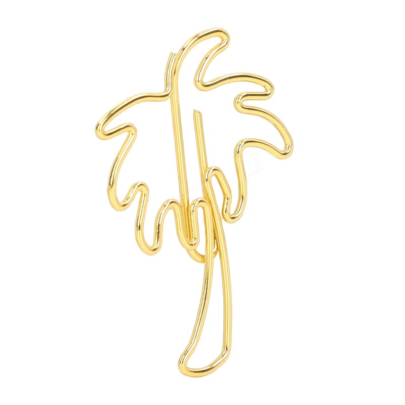50 Pcs Paper Clips Portable Mini Cute Golden Coconut Tree