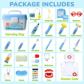 LOYO Doctor Kit Kids - Dentist Kit for Kids, Kids Doctors Play Set with Doctor Costume, Pretend Play Toddler Kids Toy for 2 3 4 5 6 7 Years Old Boys Girls Birthday Gifts (Blue)